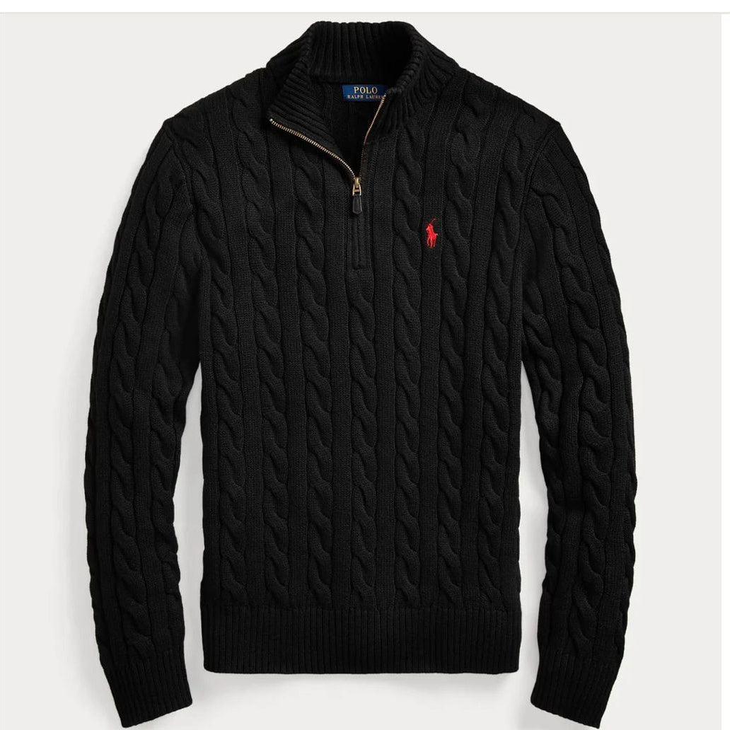 Cable-Knit Quarter-Zip Sweater